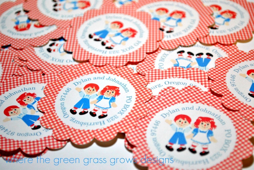 Raggedy Anne and Andy Return Address Labels