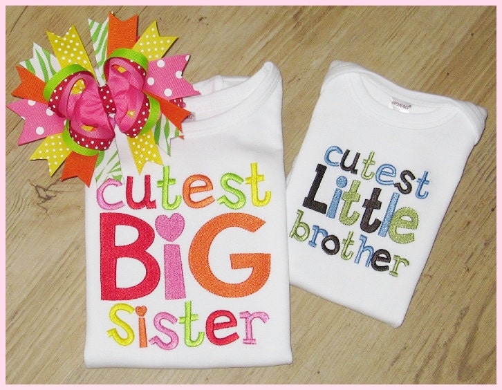 Big Sister, Little Sister, Big Brother, Little Brother Sibling Set, Embroidery Sibling Shirts
