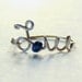uppercase love wire ring - metallic blue reduced price-love word- script-italics-writing
