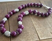 Chunky Purple Gemstone and Silver Necklace, Spring Necklace