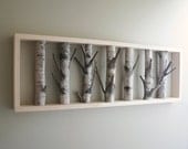 natural white birch forest wall art  - 36 x 12