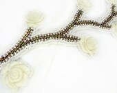 Ivory Vines - Beaded Wedding Headband on Ribbon Ties
