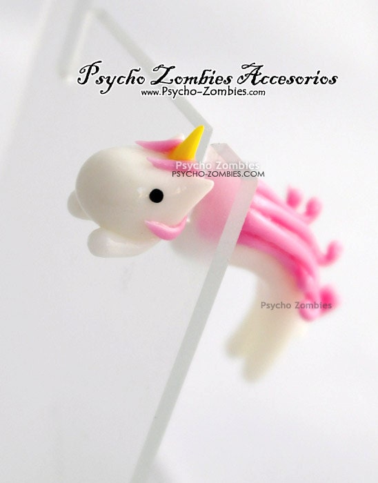 Pink unicorn stud earring fake plug