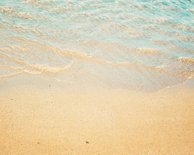 SALE Beach Photography, Ombre, Sea, Aqua, Sand, Summer, Water Ripples, Ocean, Beach Photograph, 8x10 Print