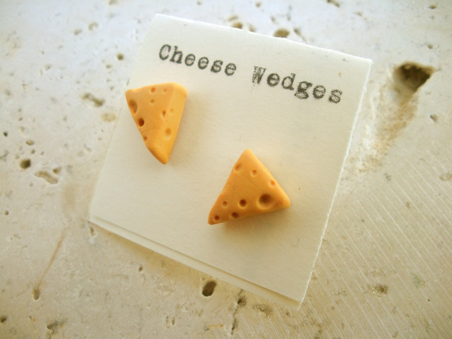 Miniature CHEESE WEDGE post/stud style EARRINGS