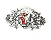 Steampunk Bracelet Antiqued Silver Victorian Charm Finished with A GORGEOUS Jeweled Watch Movement -by Mechanique Steampunk