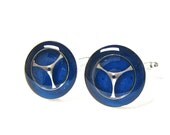 Steampunk Cufflinks Gears with Stunning Blue Inlay- by Mechanique Steampunk