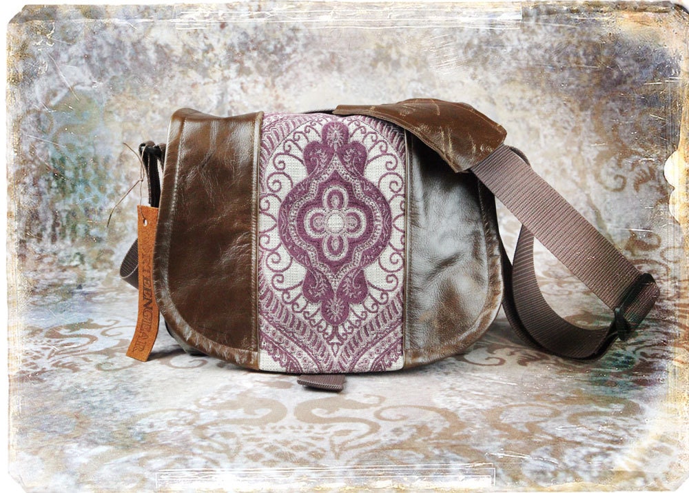 Leather Camera Bag New  -  Pink Flourish Tapestry and Leather Medium DSLR - Pre-Order