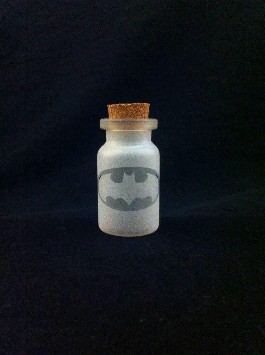 Mini Etched Bat Symbol Cork Jar