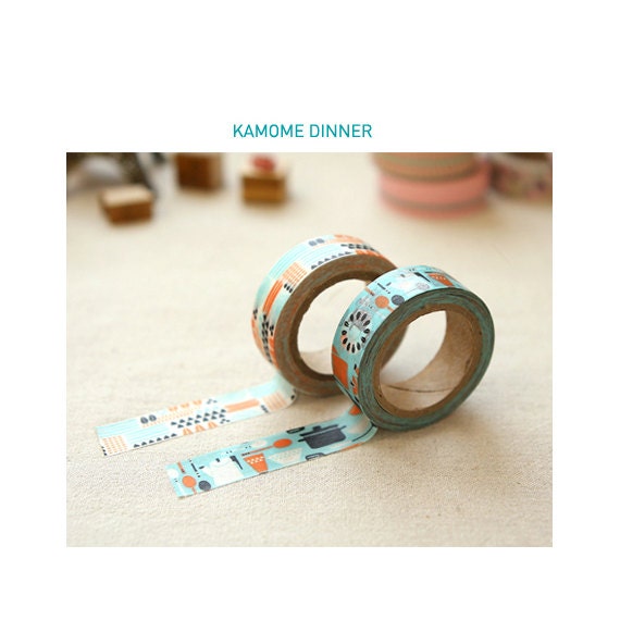 Washi Tape 15mm 2Rolls MASKING TAPE SET Multi Use- Kamome Dinner