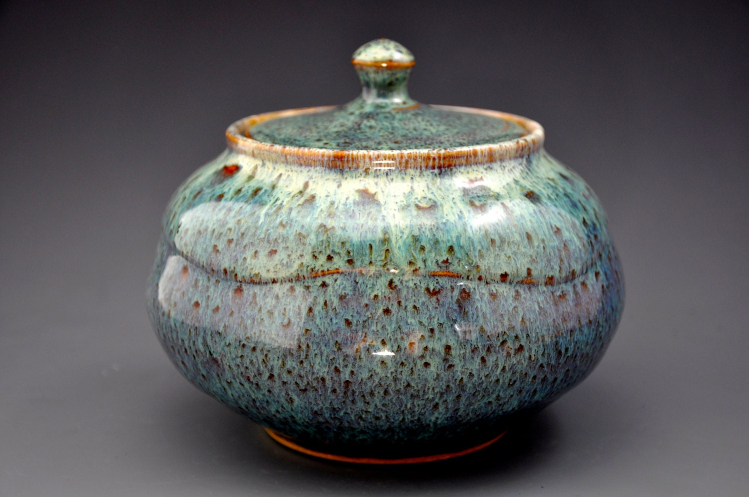 Ceramic Lidded Jar Ocean Jade A