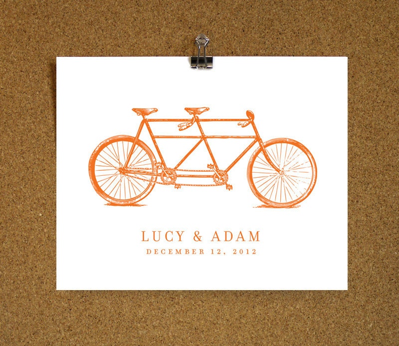 Vintage Tandem Bicycle - Personalised Art Print - Small Size
