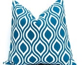 MEMORIAL DAY SALE Decorative Throw Pillow Covers 20 x 20 Deep Turquoise on White Slub Nicole by Premier Prints