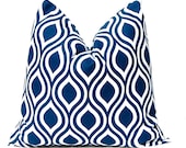 MEMORIAL DAY SALE Decorative Throw Pillow Covers Home Decor Cushion Cover One 18 x 18 Inches - Premier Navy Blue on White Slub Nicole by Pr