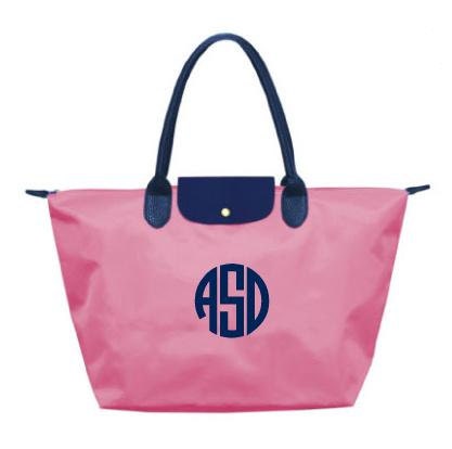 Monogrammed/Personalized Pink & Navy Large Champ Tote Bag