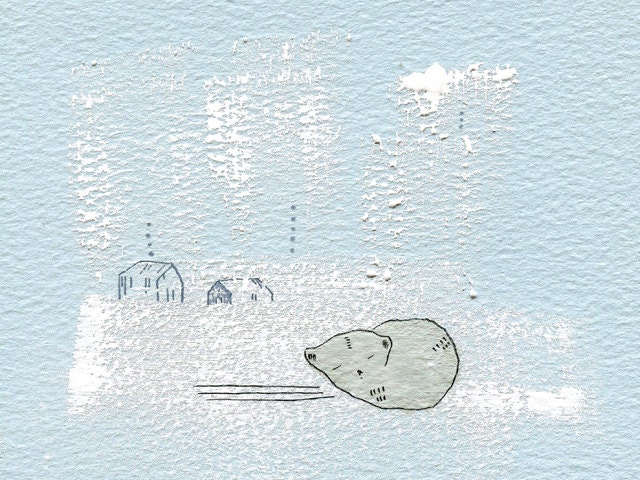 resting bear - original painting by elizabeth pawle - gouache, ink and pencil