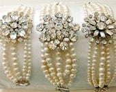 Ready to Ship - Vintage Brooch Bridal Bracelet