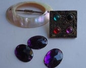 Assorted Vintage Craft Supplies, Buckle, Button, Rhinestones