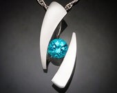 blue topaz necklace - December birthstone - statement necklace - turquoise blue - eco friendly - Argentium silver - designer jewelry - 3489