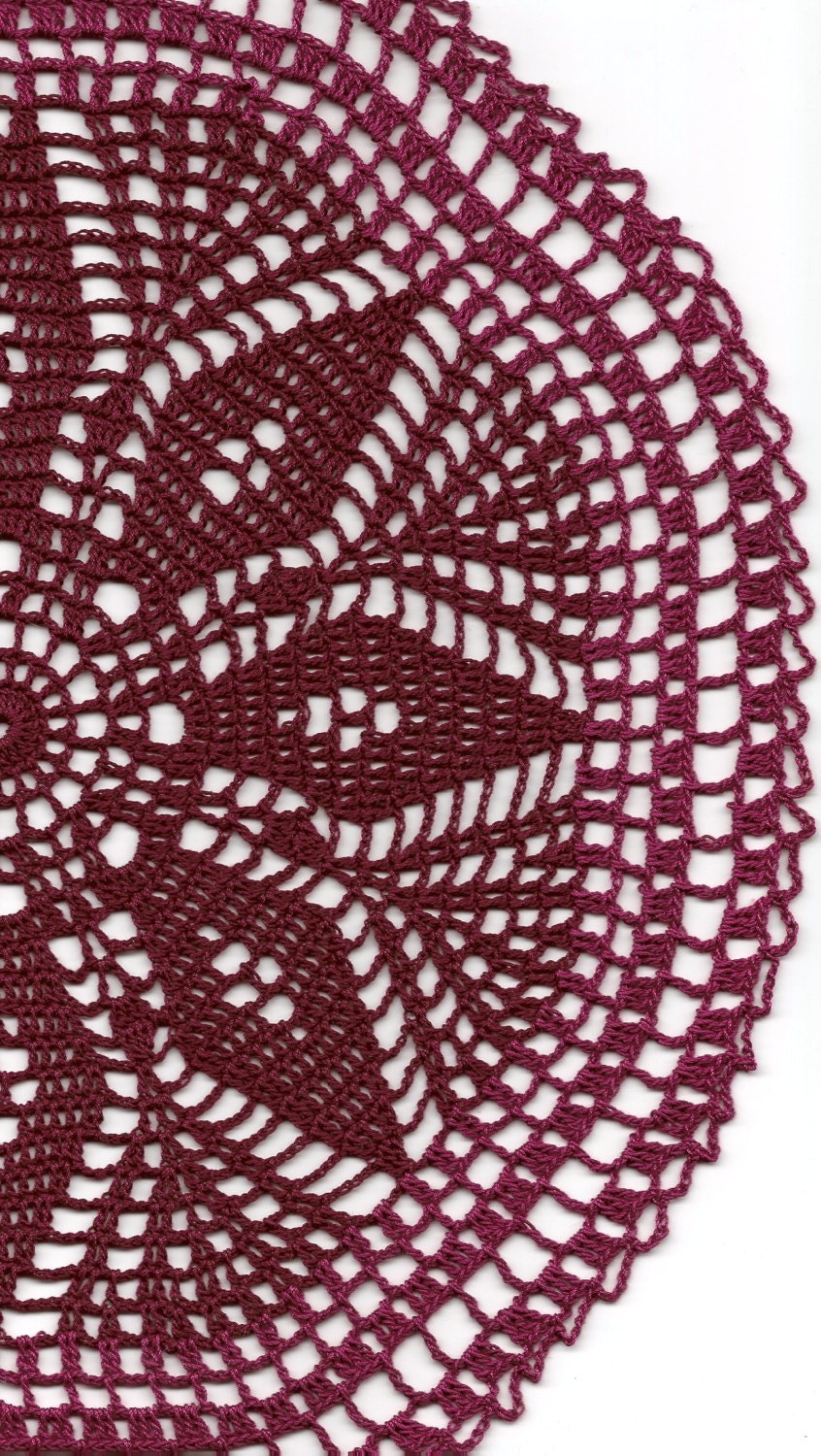 Crochet doily, lace doily, table decoration, crocheted place mat, doily tablecloth, table runner, napkin, burgundy