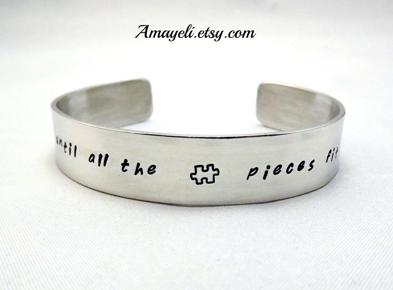 AUTISM awareness silver aluminum cuff bracelet made to order free shipping