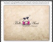 Custom Premade Logo Design - little birds logo swirl Chandelier hand drawn camera illustration business boutique by princess mi logo1209-12