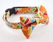 Mod Blocks Orange Dog Bowtie Collar