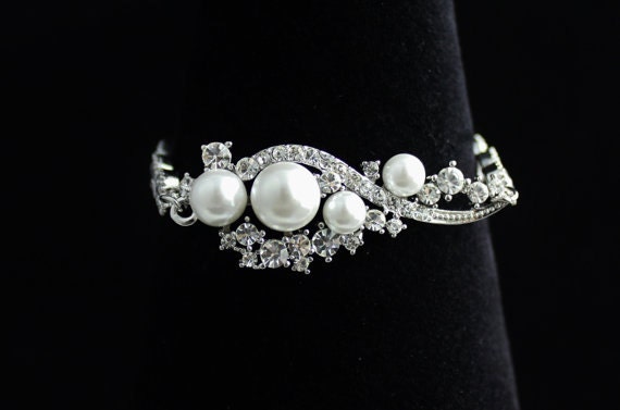Wedding Bridal Jewelry, Chandelier Wedding Earrings, Crystal Rhinestone and Pearl Bridal Earrings, TILLY
