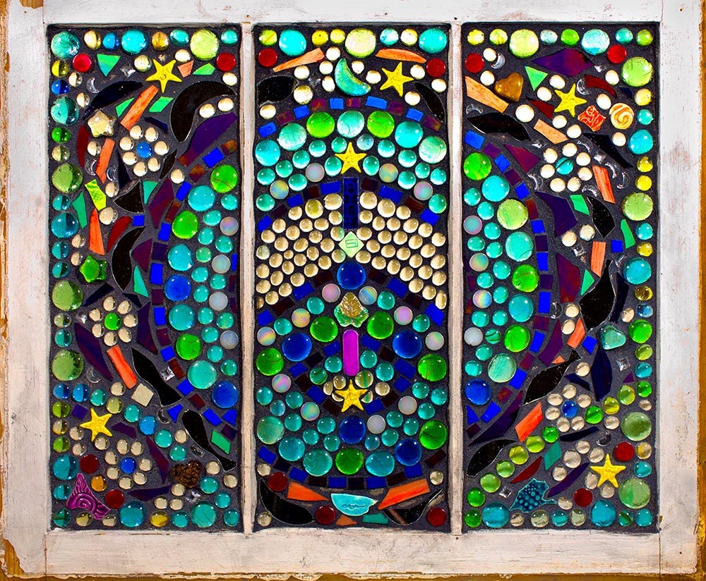 Vintage Mosaic Window Peace Sign