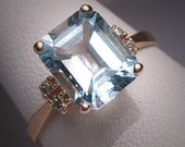 Antique Vintage Aquamarine Diamond Wedding Ring Deco H. Stern Styling
