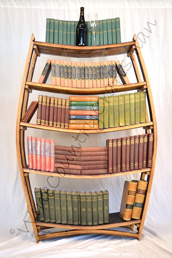 XLarge Wine Barrel Bookcase - 100% recycled Napa barrels - Serious Wine Lover Size