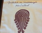 Vintage Table Runners Nordic Welsh Irish Design with Writting Brown Designs on off white fabric