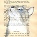 Cat - Original Watercolor Painting - on Antique Book page 8 1/2 x 5 1/2 inch