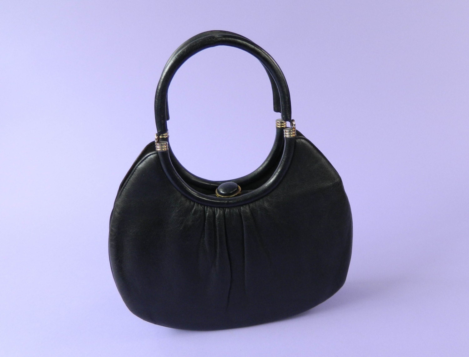 Vintage 1950s Black Leather Handbag