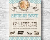 Vintage Farm Invitation for Birthday Party or Baby Shower - Boys DIY Printable Invite by BeeAndDaisy Il_170x135