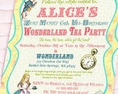 Alice in Wonderland Invitation - Vintage Birthday Tea Party Collection- Shabby Chic - Gwynn Wasson Designs - PRINTABLES