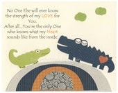 Nursery wall art print, Baby Room Decor, baby croco ..No one else, alligator, crocodile, navy, green, orange, gray, madras by pottery barn
