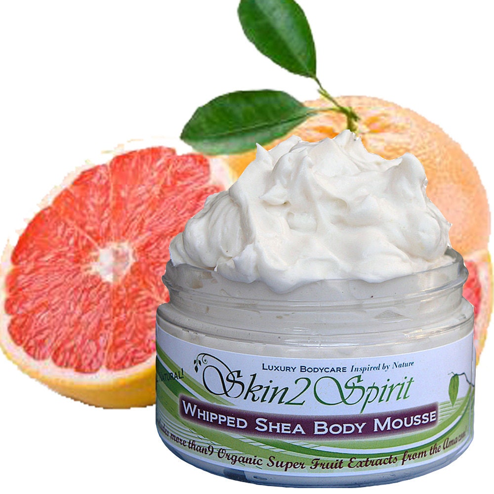 PINK GRAPEFRUIT Shea Body Mousse - Organic - Truly All Natural - Vegan - Toxin Free - NO Synthetic Fragrance  - 4 oz