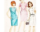 CALLIE - 1960s Vintage Style  Button Trimmed Sheath Dress - All Sizes - Custom Made