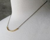 Geometric Tube Bar Gold Plated Charm Necklace
