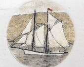 Manitou Schooner circle original sand painting sailboat tall ships art work Michigan