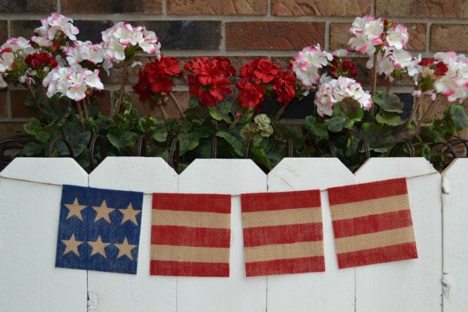 Fourth of July banner   ..  Patriotic  ..  Flag   ..  Burlap  ..  Banner