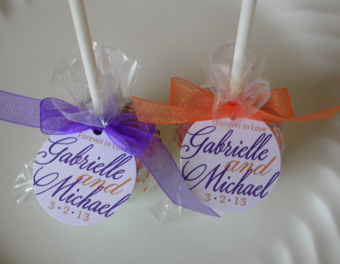 Wedding Favor Tags for cake pops, lollipops and cookie favors - 1.5 inch custom personalized tags Il_570xn