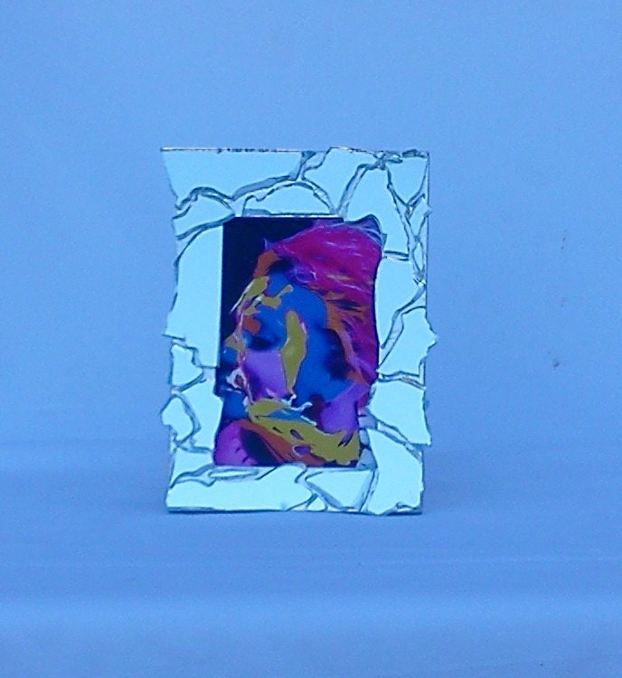 mosaic mirror picture frame --- holds a 4x6 photo