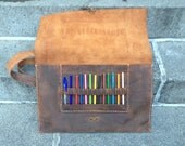 Golden Brown portfolio messenger -  oversized manly computer lap top artist case 19  x 12