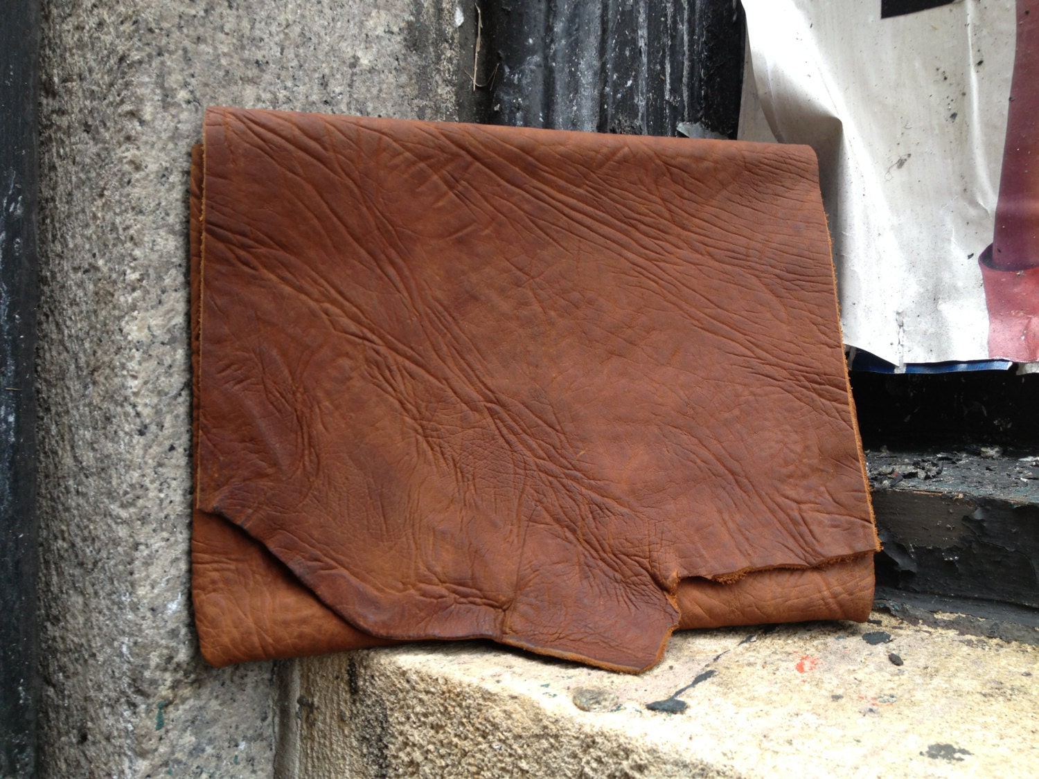 Deckled edge Ipad case - hand stitched buffalo leather