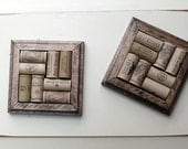 Wine Cork Coasters - reclaimed, distressed wood - upcycled wine corks - brown rustic
