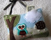 Boys Tooth Fairy Pillow, Felt Owl Door Pillow, Hedgehog Pillow
