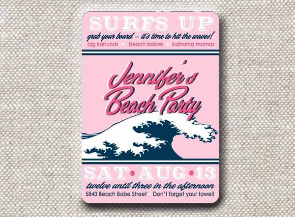 Beach Party Invitation . Surf's Up (Girl) Collection . by Loralee Lewis