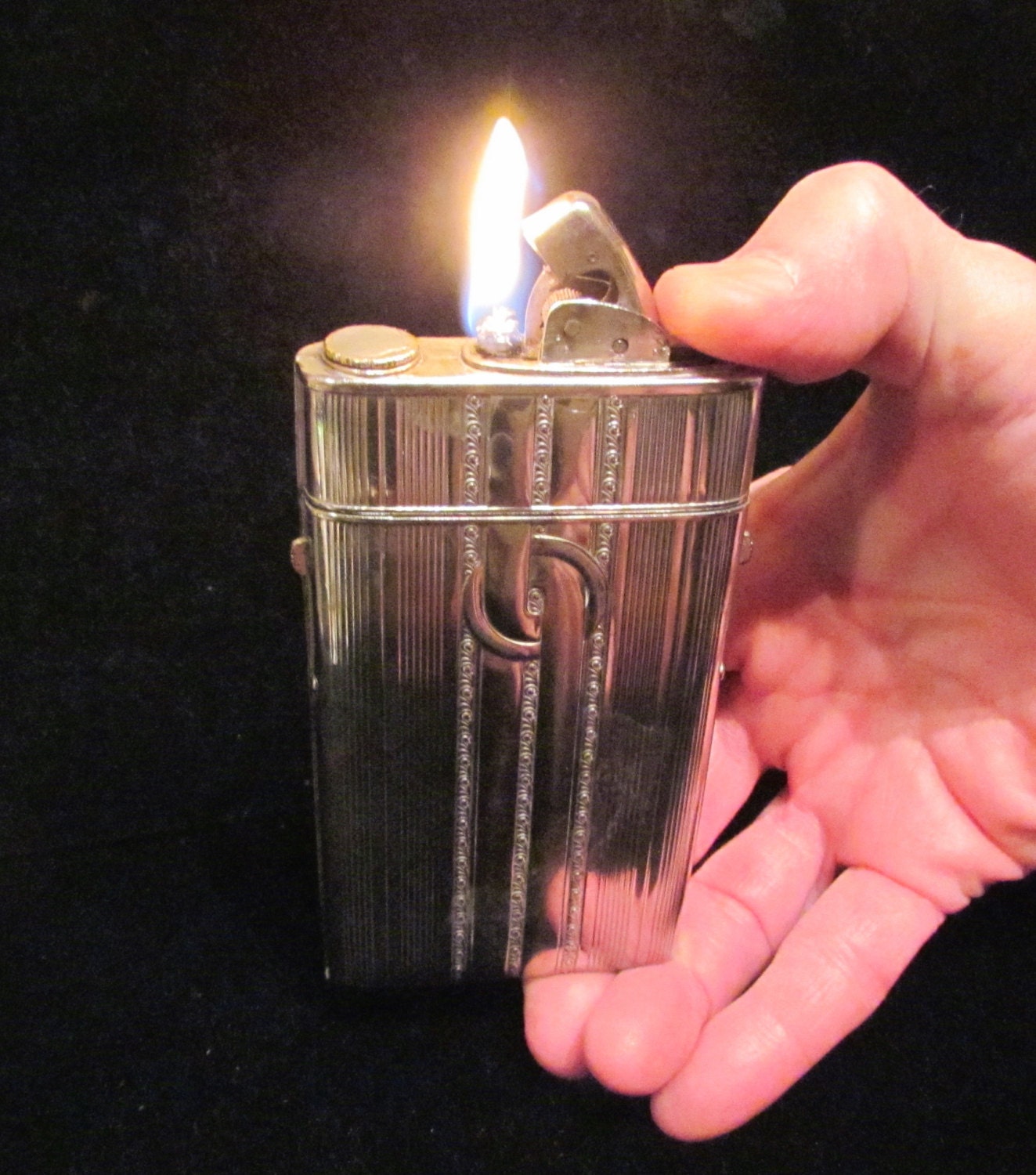 Vintage Case Lighter Evans Cigarette Case Silver Cigarette Case 1940's Case Lighter Art Deco Case WORKING CASE LIGHTER